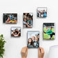 Realnique Black Picture Frames [6 pack - 3 sizes] Patented wall-mounted socket enables quick frame changing, rotating, and floating off-wall appearance. Front loading square photo frames. 2 each 4x4, 4x6 and 5x7.
