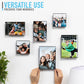 Realnique Black 4x6 Picture Frames [4 pack] Patented wall-mounted socket enables quick frame changing, rotating, and floating off-wall appearance. Front loading photo frames.