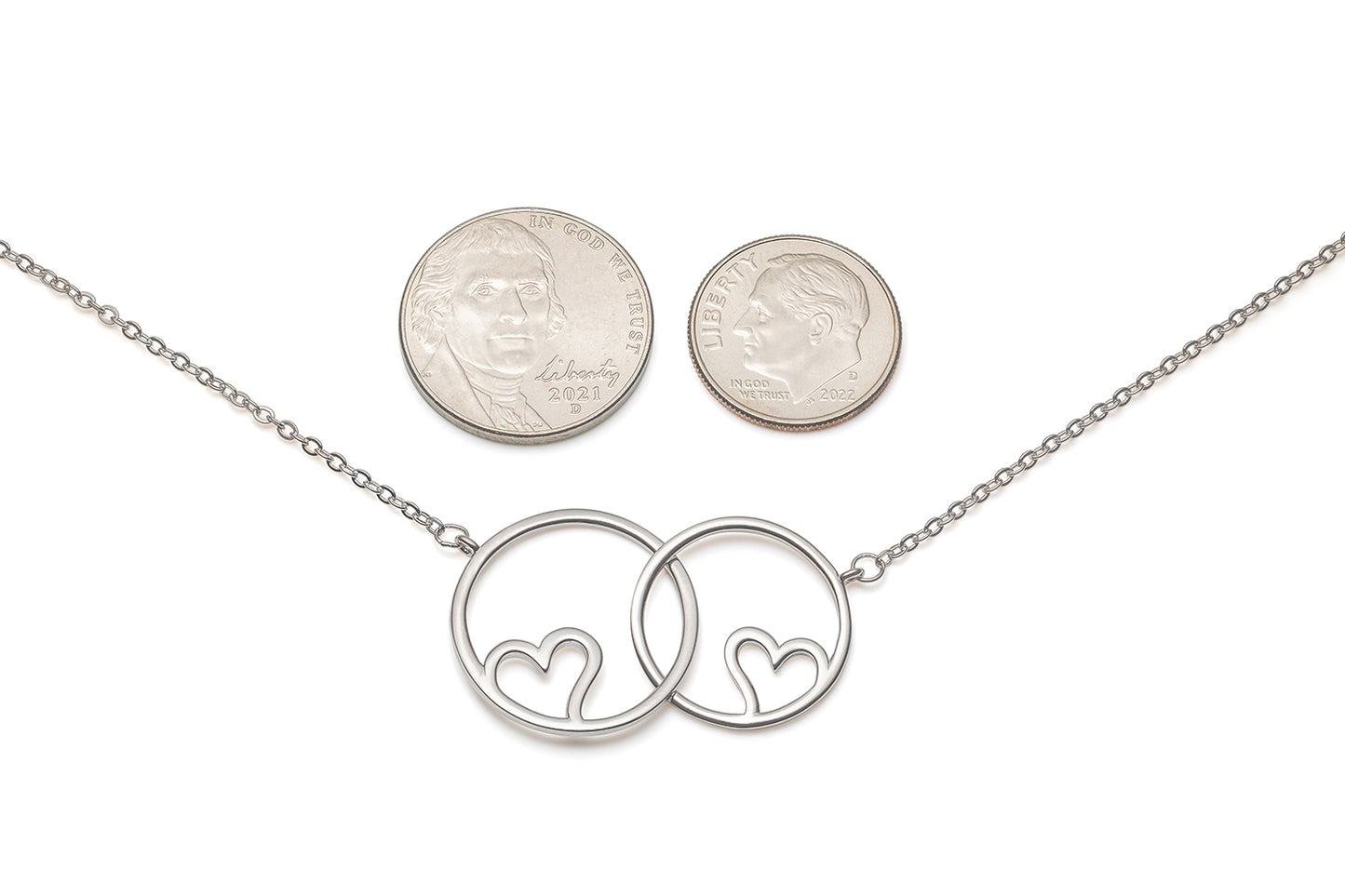 Cinesse 925 Sterling Silver Two Hearts Necklace for Mother-Daughter or Two Hearts As One